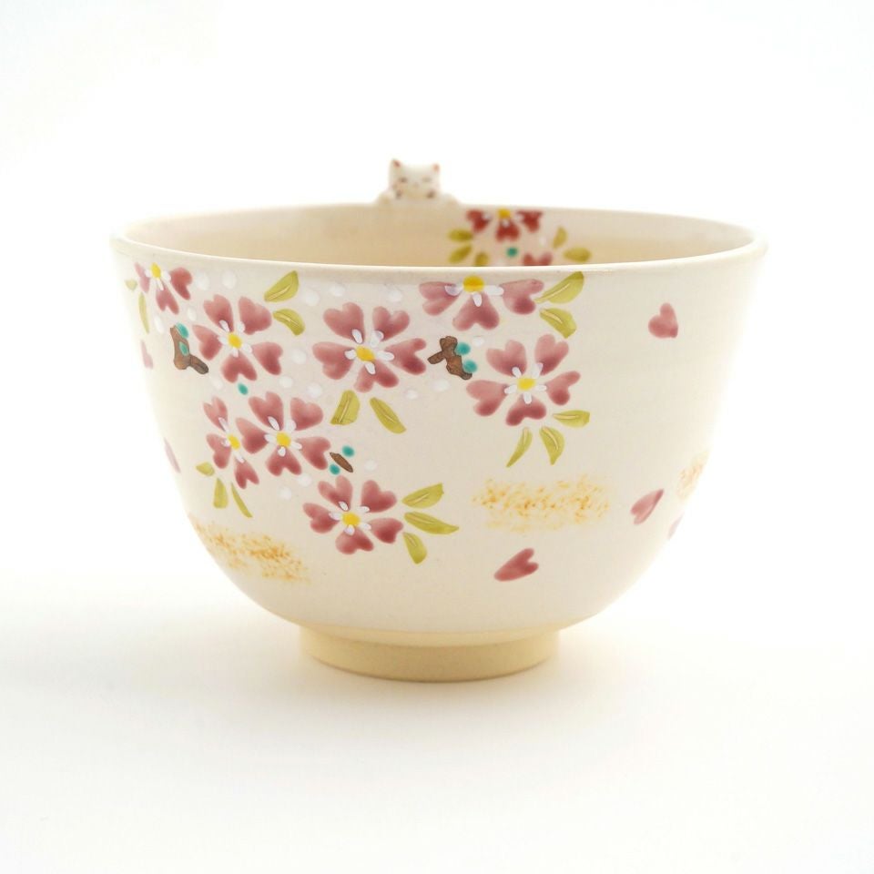 京焼・清水焼（京都府） 【京焼・清水焼】桜ねこ 抹茶碗〈1個〉 |皿や