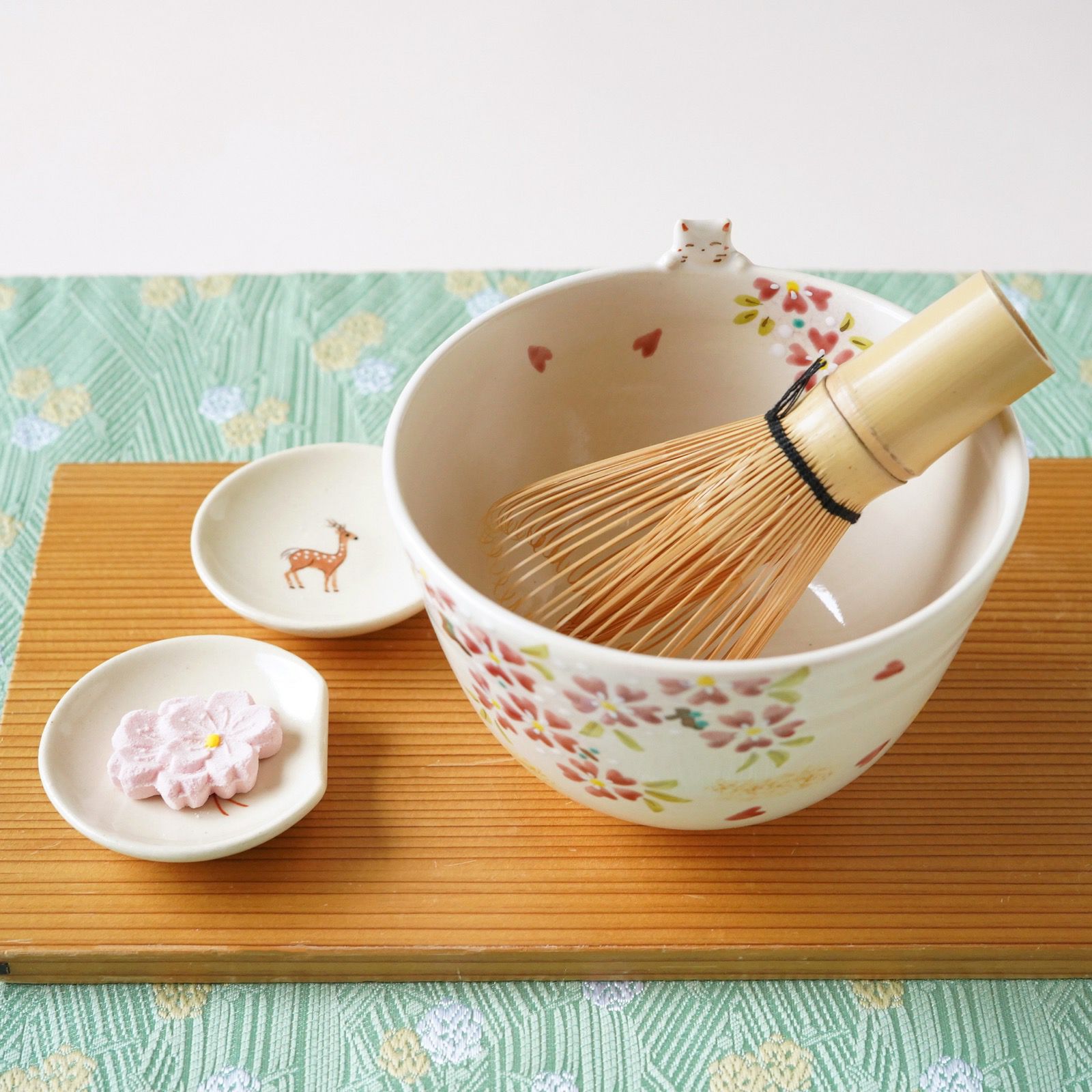 京焼・清水焼（京都府） 【京焼・清水焼】桜ねこ 抹茶碗〈1個〉 |皿や