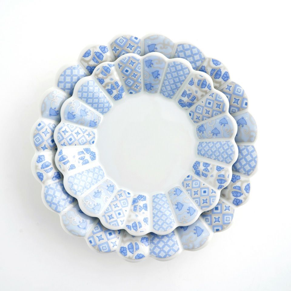 花離宮シリーズ 【波佐見焼】花離宮 19cm 丸皿（ブルー）〈1枚〉 |皿や