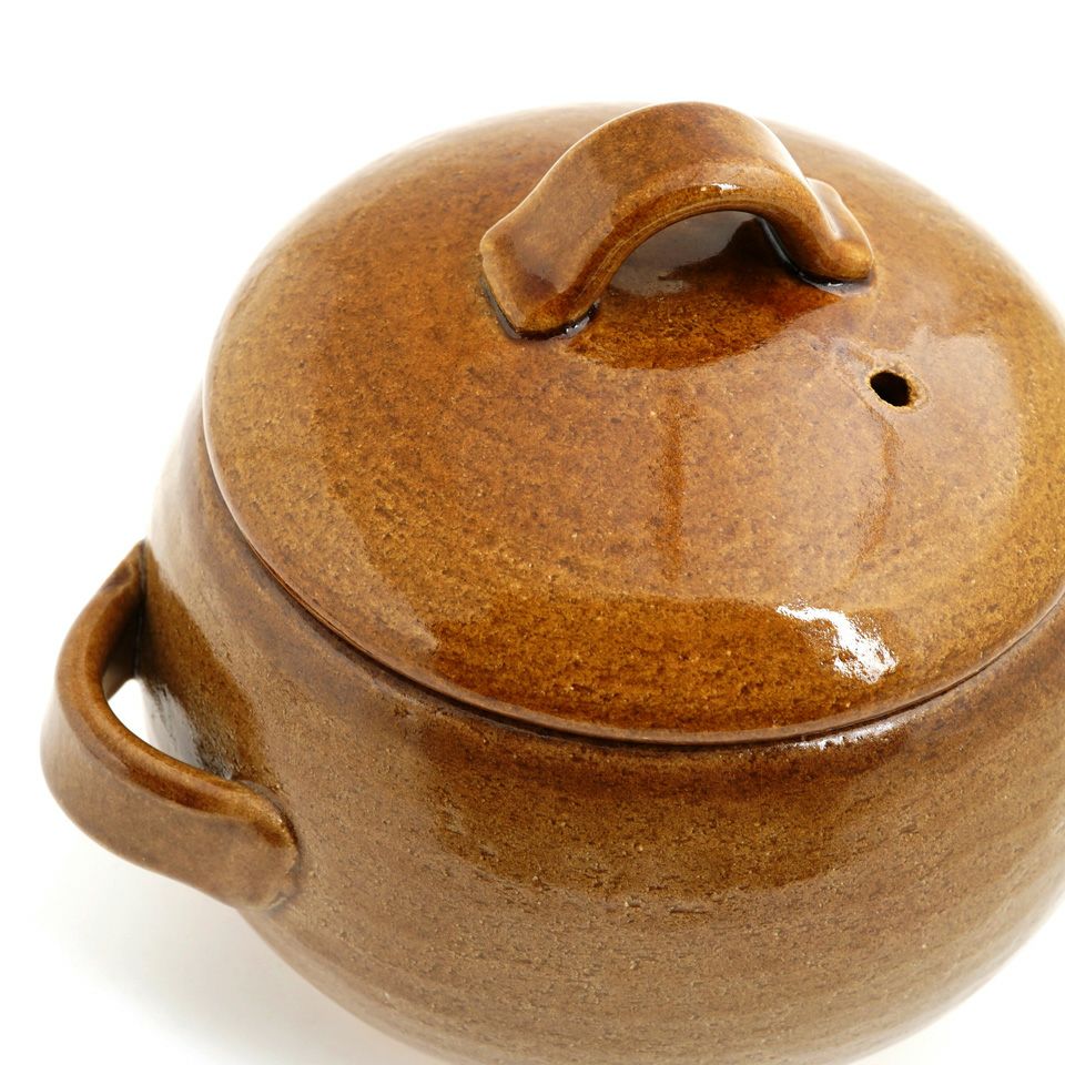 萬古焼（三重県） 【萬古焼】丸型ご飯釜 3合 アメ（直火のみ）〈1個