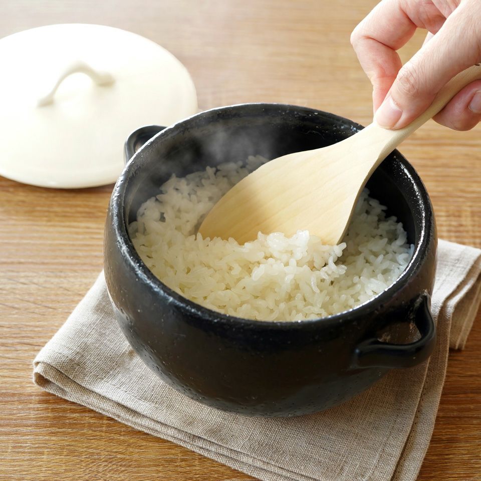 シリーズ以外・その他 味楽 レンジごはん鍋（白黒）〈1個〉 四日市萬古