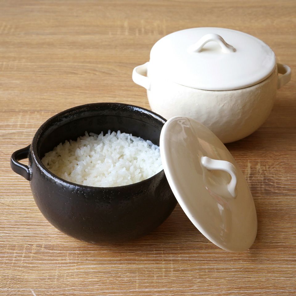 シリーズ以外・その他 味楽 レンジごはん鍋（白黒）〈1個〉 四日市萬古