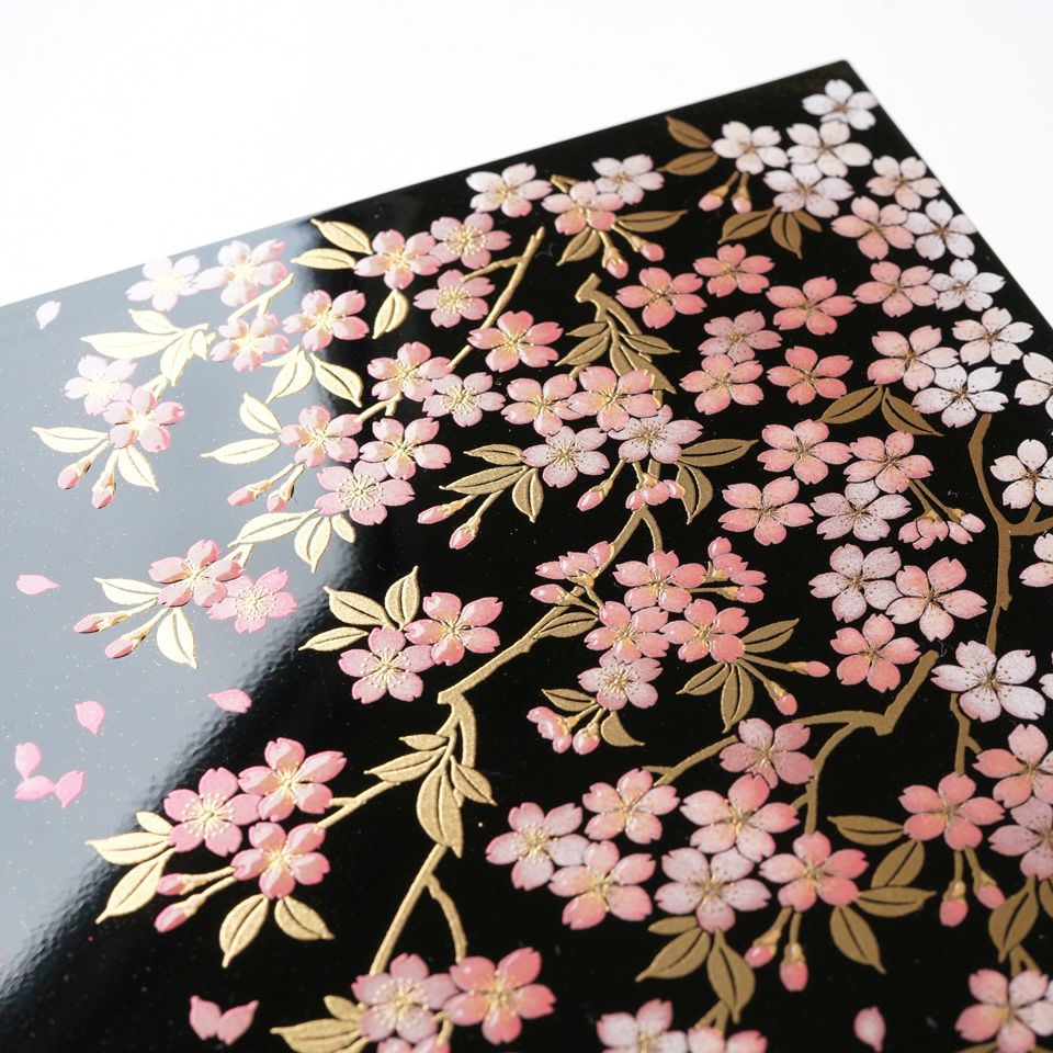 さくら漆器 【山中塗】さくら5.0三段重（黒）〈1個〉 |皿や鉢など和