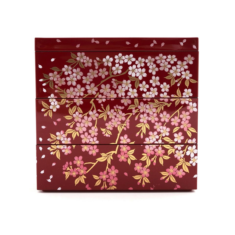 さくら漆器 【山中塗】さくら5.0三段重（朱）〈1個〉 |皿や鉢など和