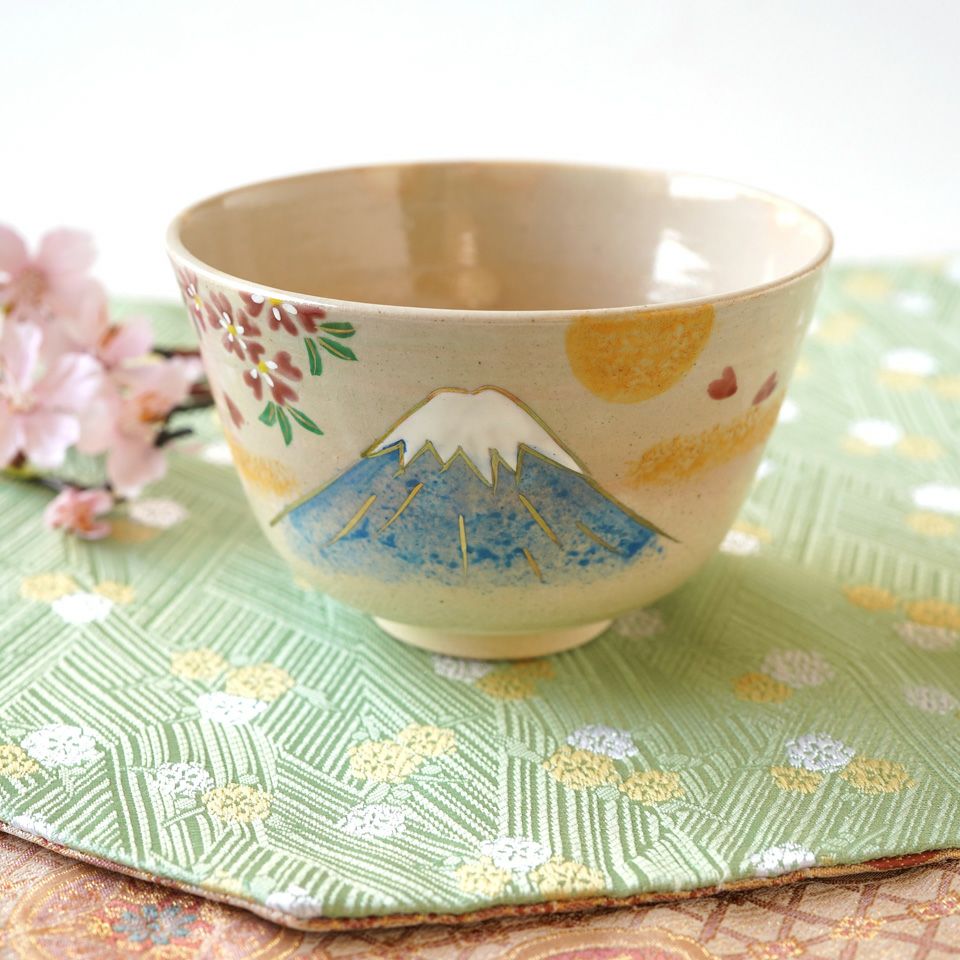 京焼・清水焼（京都府） 【京焼・清水焼】富士山 桜 抹茶碗〈1個〉 |皿
