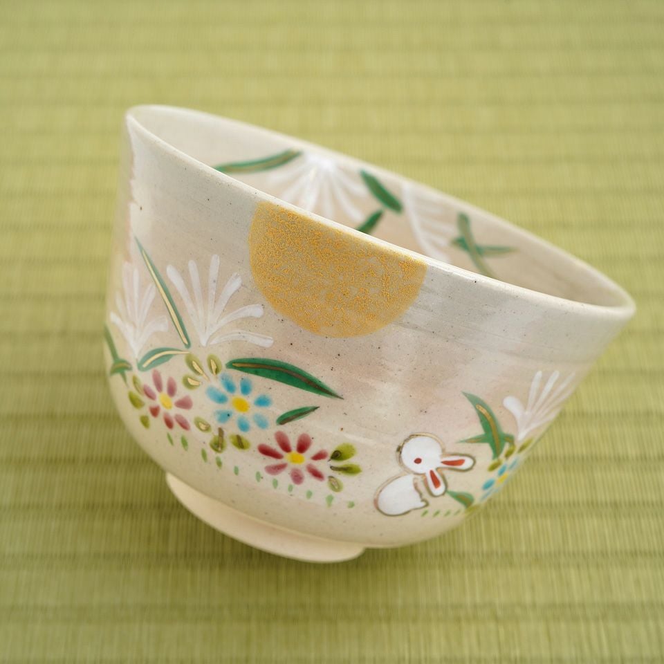 京焼・清水焼（京都府） 【京焼・清水焼】月見うさぎ 抹茶碗〈1個