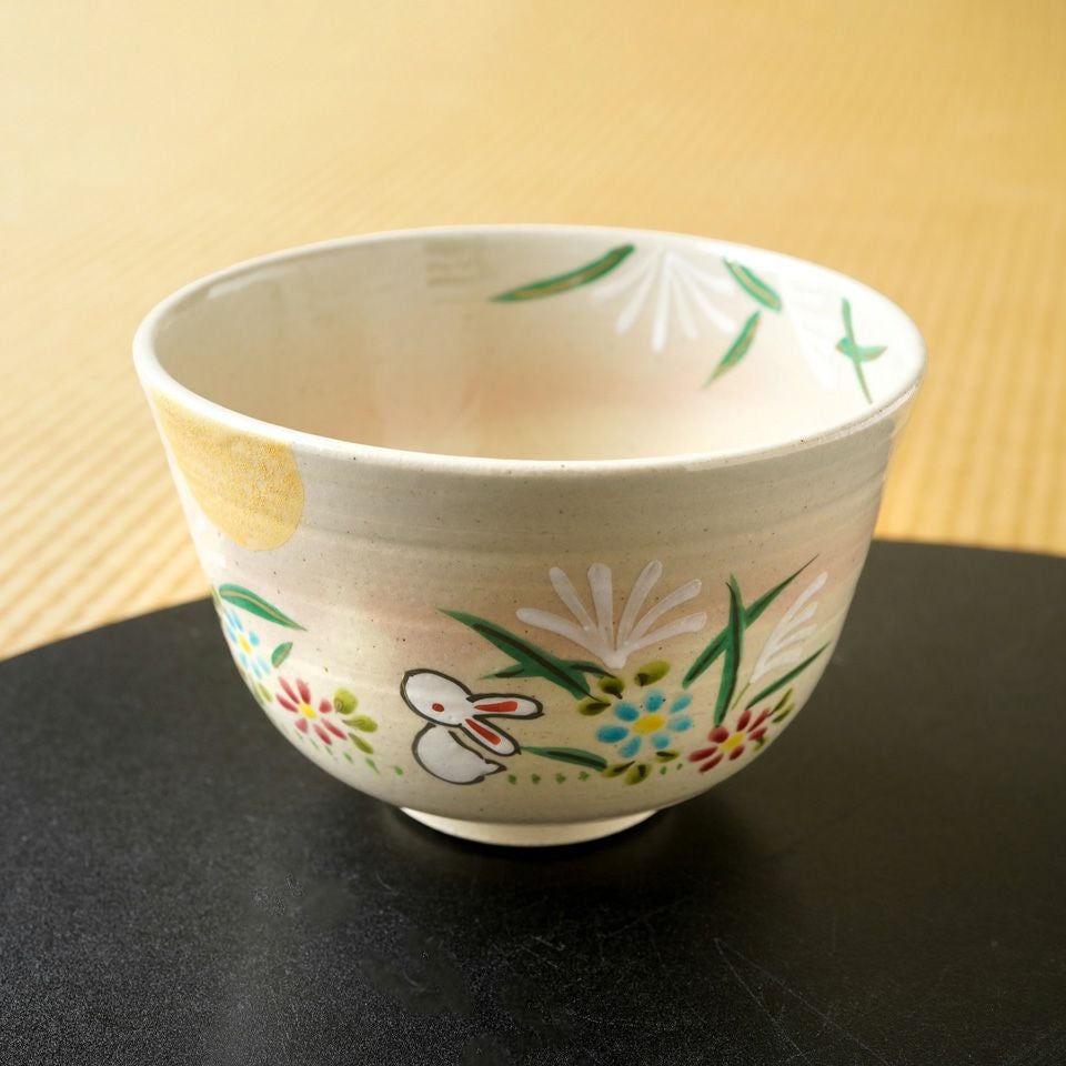 京焼・清水焼（京都府） 【京焼・清水焼】月見うさぎ 抹茶碗〈1個