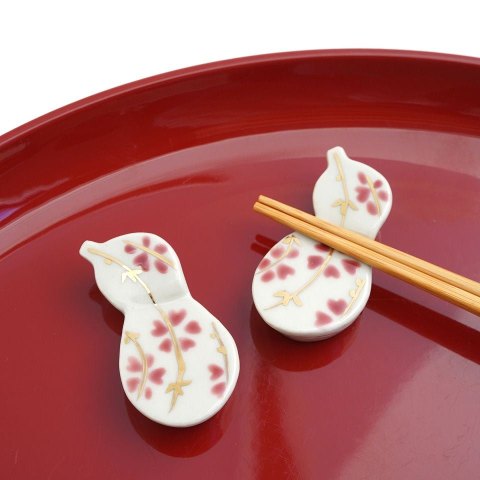 京焼・清水焼（京都府） 【京焼・清水焼】枝垂れ桜 丸瓢箸置〈5個