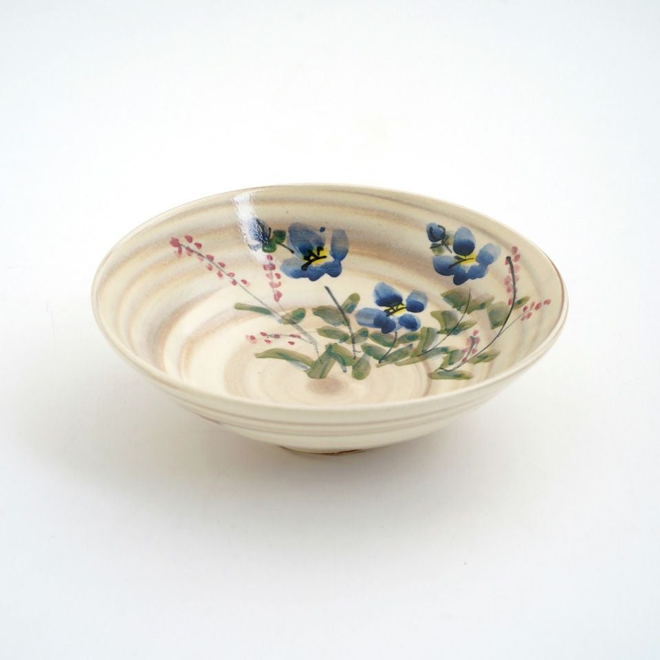京焼・清水焼SALE 【京焼・清水焼SALE】練り込み青草花 平鉢〈1個
