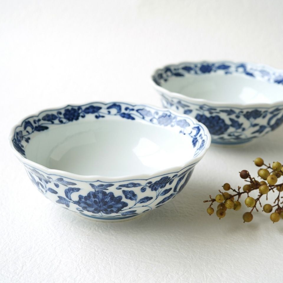 蒼い華器　与吉　チタン シリーズ以外・その他 【大感謝祭SALE】青華唐草 煮物鉢〈3個〉 波佐見