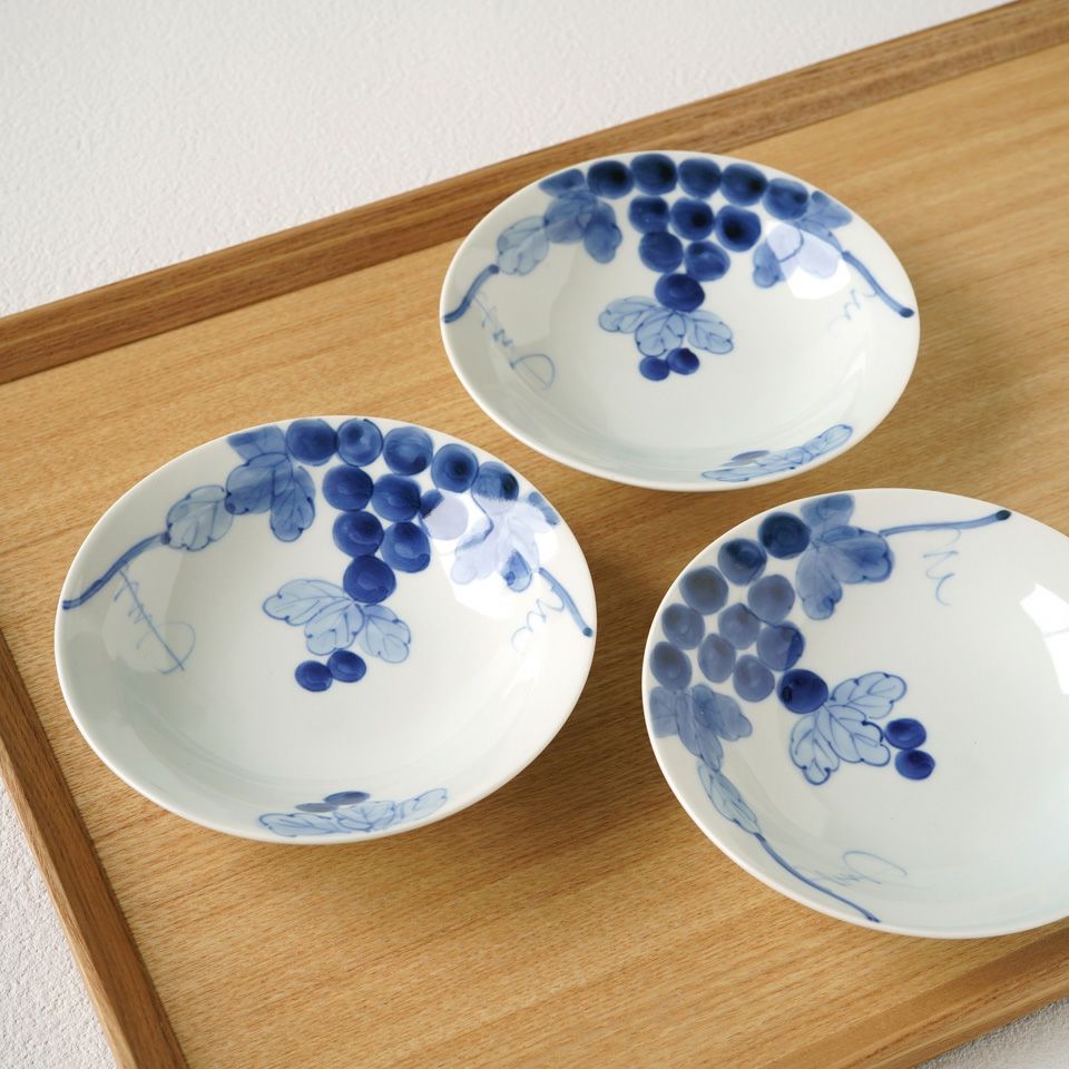 シリーズ以外・その他 【おまとめSALE】染ぶどう 小皿〈3枚〉有田焼