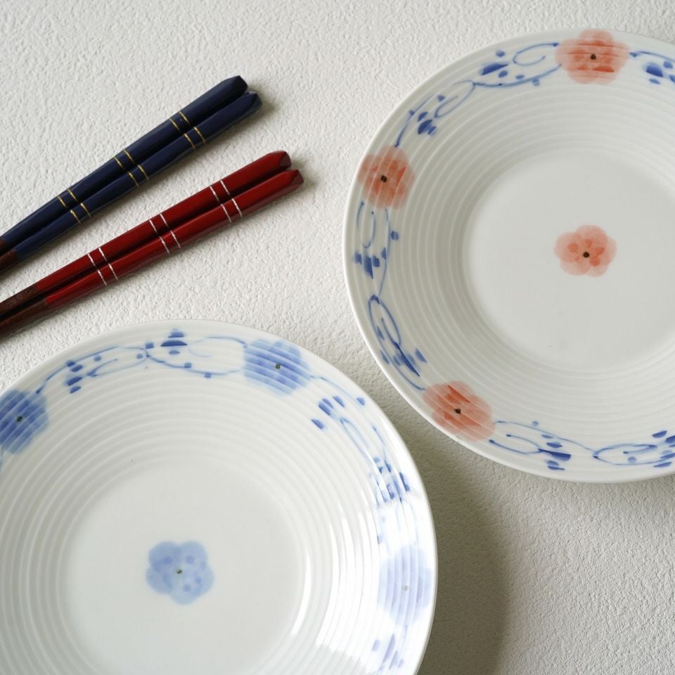 シリーズ以外・その他 【おまとめSALE】花つなぎ 皿（赤・青）〈2枚