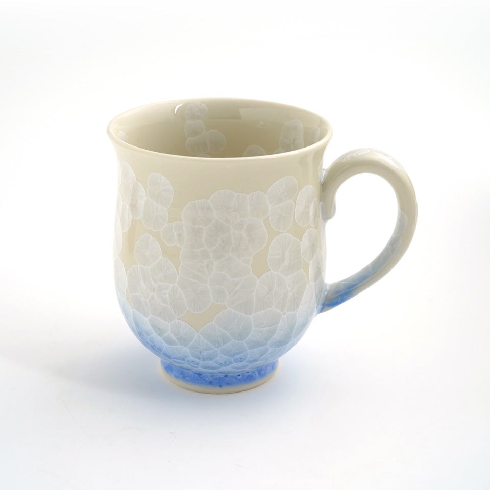 花結晶 【京焼・清水焼】花結晶 ペアマグカップ（白地青赤）〈2個