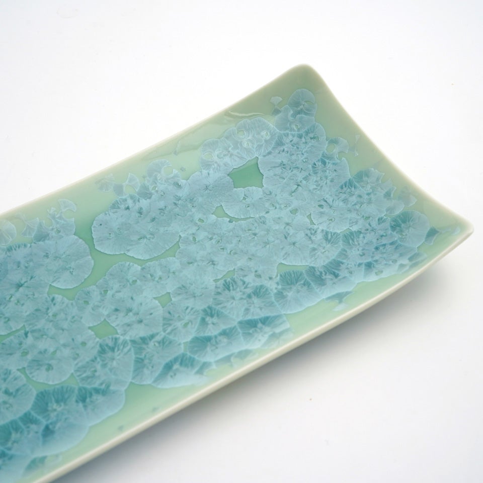 花結晶 【京焼・清水焼】花結晶 長皿（緑）〈1枚〉 |皿や鉢など和食器