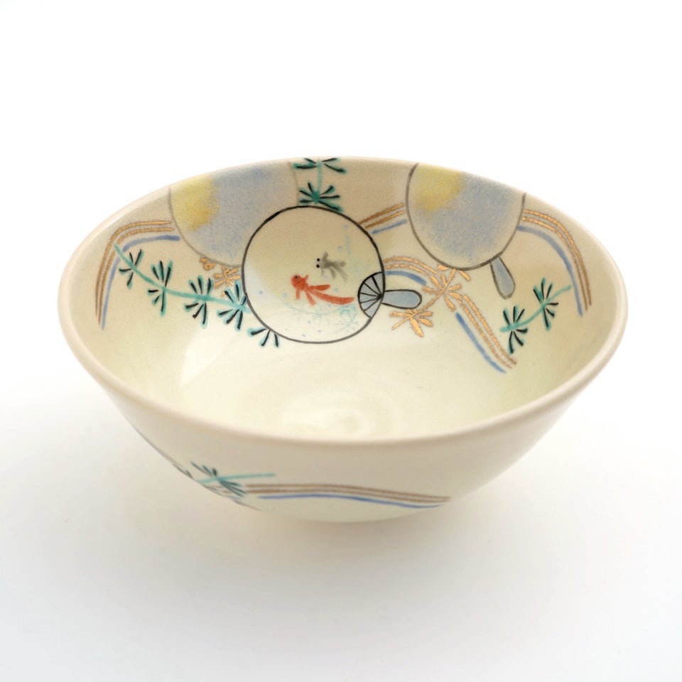 京焼・清水焼（京都府） 【京焼・清水焼】うちわ金魚 抹茶碗〈1個