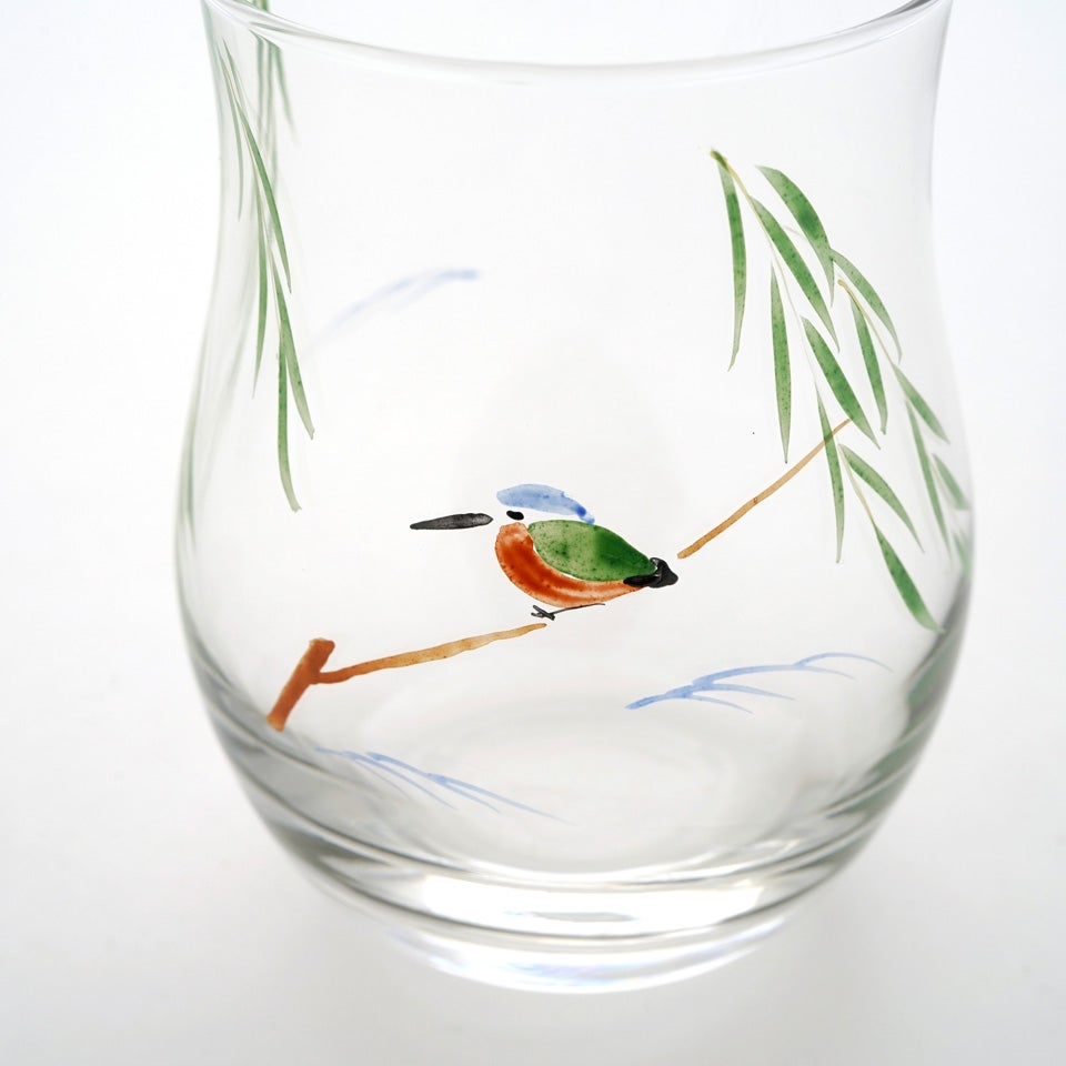 京の色絵ガラス 【京絵付け】まろやかグラス カワセミ〈1個〉 |皿や鉢