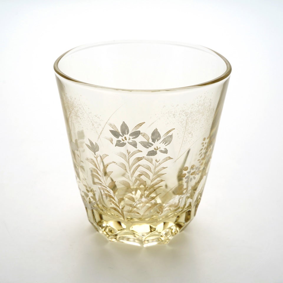 京の色絵ガラス 【京絵付け】セピア焼酎グラス 枝垂桜〈1個〉 |皿や鉢