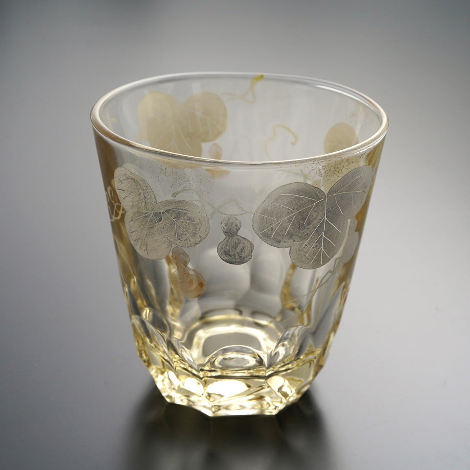 京の色絵ガラス 【京絵付け】セピア焼酎グラス 瓢箪〈1個〉 |皿や鉢