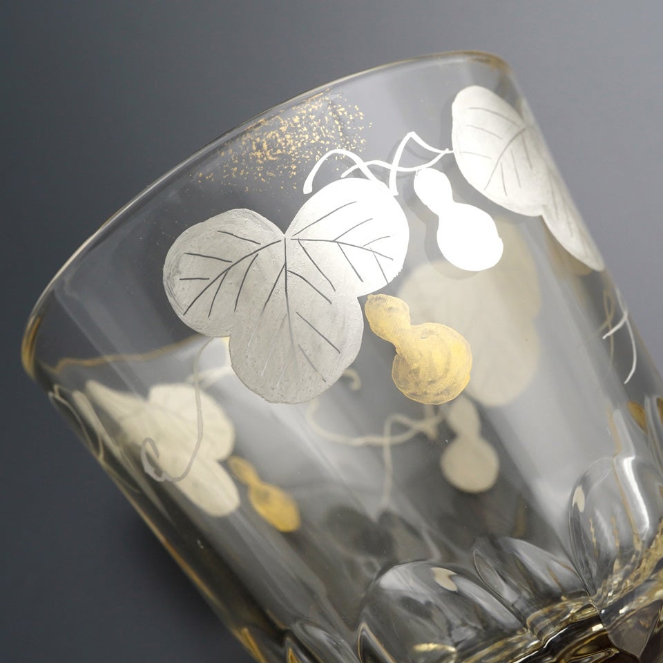 京の色絵ガラス 【京絵付け】セピア焼酎グラス 瓢箪〈1個〉 |皿や鉢