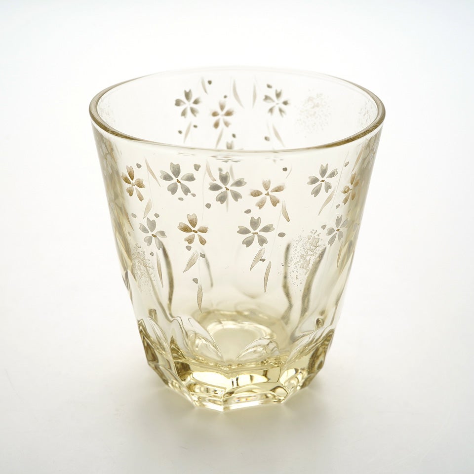 京の色絵ガラス 【京絵付け】セピア焼酎グラス 枝垂桜〈1個〉 |皿や鉢