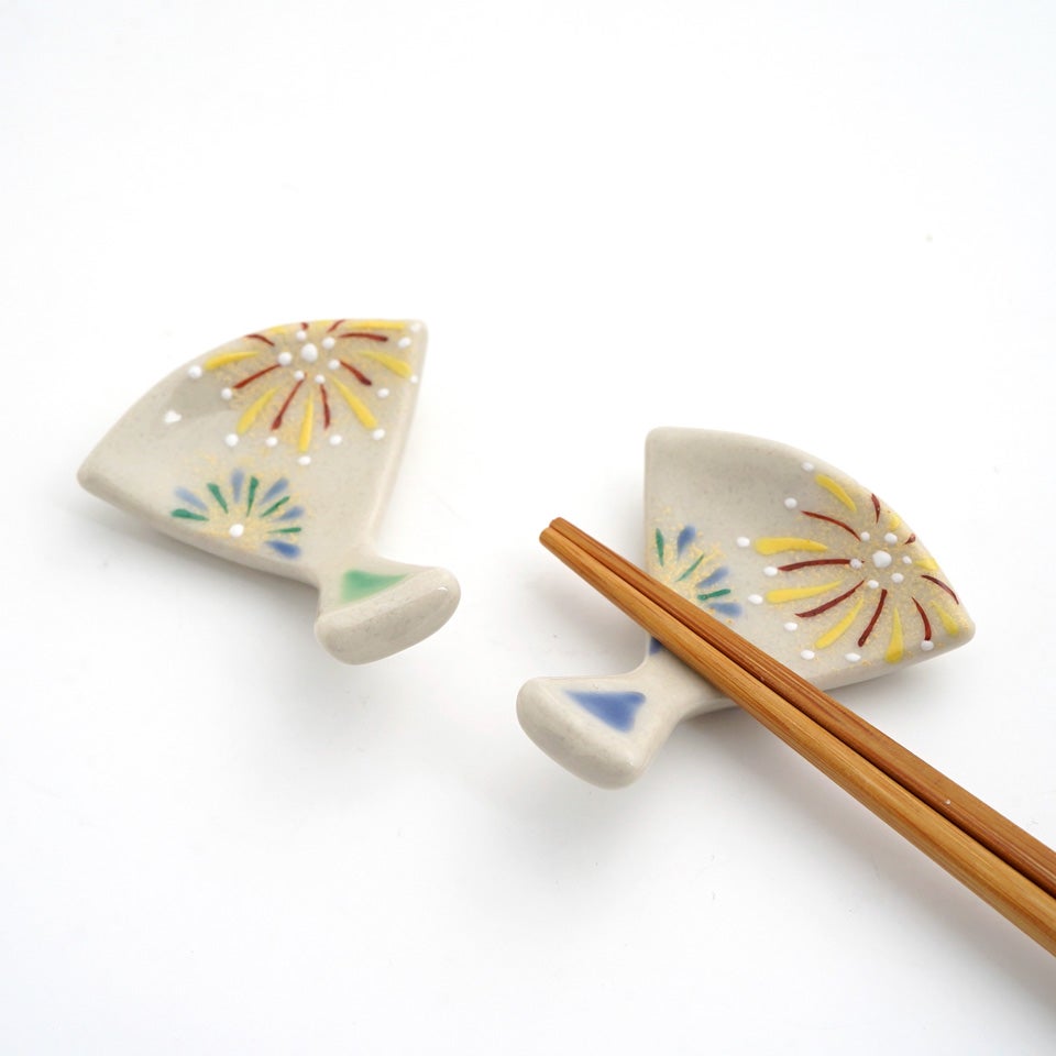 京焼・清水焼（京都府） 【京焼・清水焼】五色花火 扇子箸置〈5個