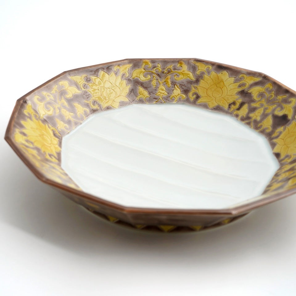 おまとめ買いSALE 【おまとめSALE】【京焼・清水焼】紫地黄彩花唐草 6