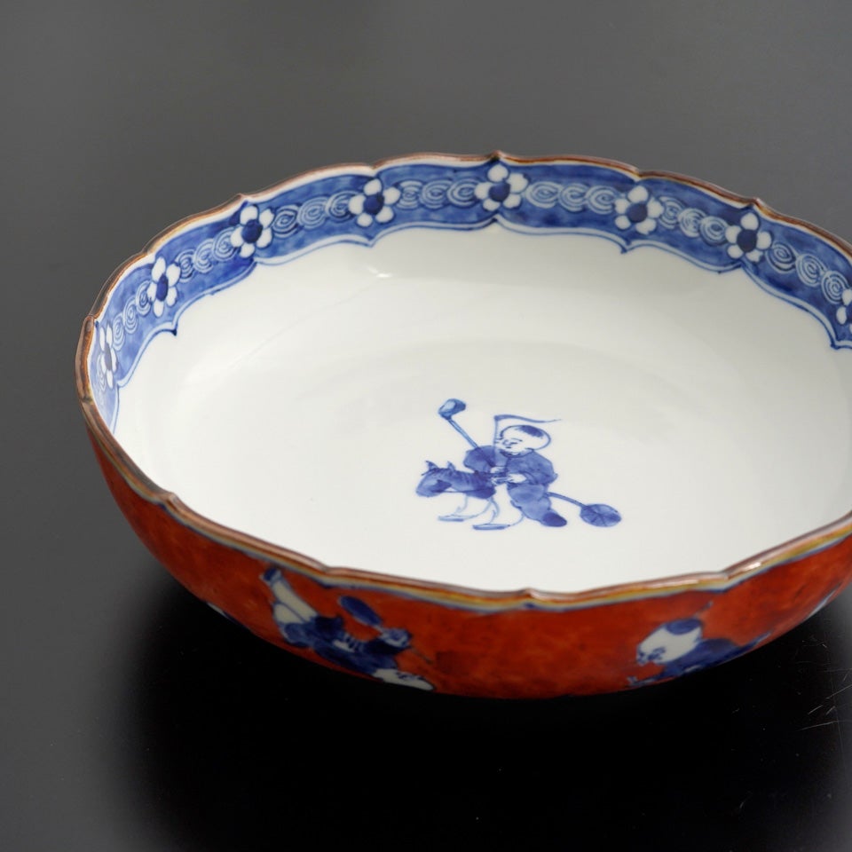 おまとめ買いSALE 【おまとめSALE】【京焼・清水焼】赤濃唐人 菓子鉢