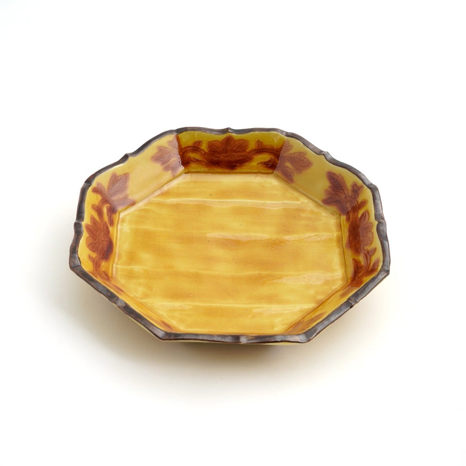 おまとめ買いSALE 【おまとめSALE】【京焼・清水焼】黄地紅彩 6寸皿〈1