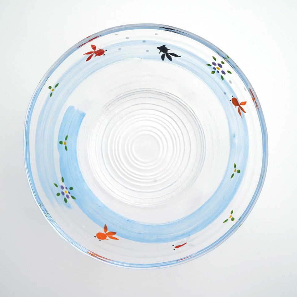 京の色絵ガラス⭐︎金魚深鉢 京の色絵ガラス 【京絵付け】京の色絵ガラス 金魚 6寸鉢〈1個〉 |皿や