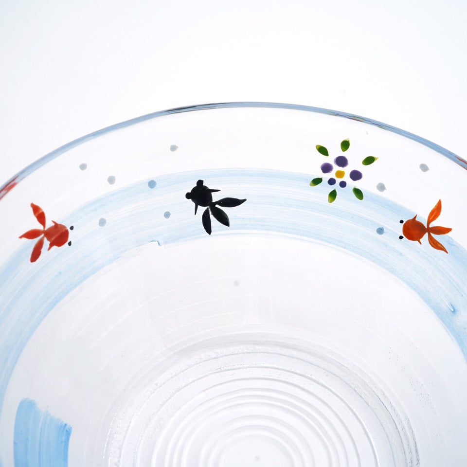 京の色絵ガラス⭐︎金魚深鉢 京の色絵ガラス 【京絵付け】京の色絵ガラス 金魚 6寸鉢〈1個〉 |皿や