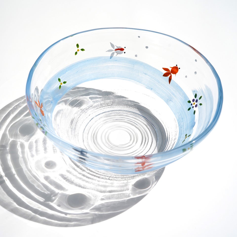 京の色絵ガラス⭐︎金魚深鉢 京の色絵ガラス 【京絵付け】京の色絵ガラス 金魚 6寸鉢〈1個〉 |皿や