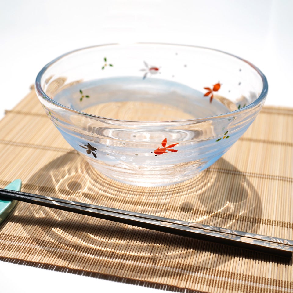 京の色絵ガラス 【京絵付け】京の色絵ガラス 金魚 6寸鉢〈1個〉 |皿や