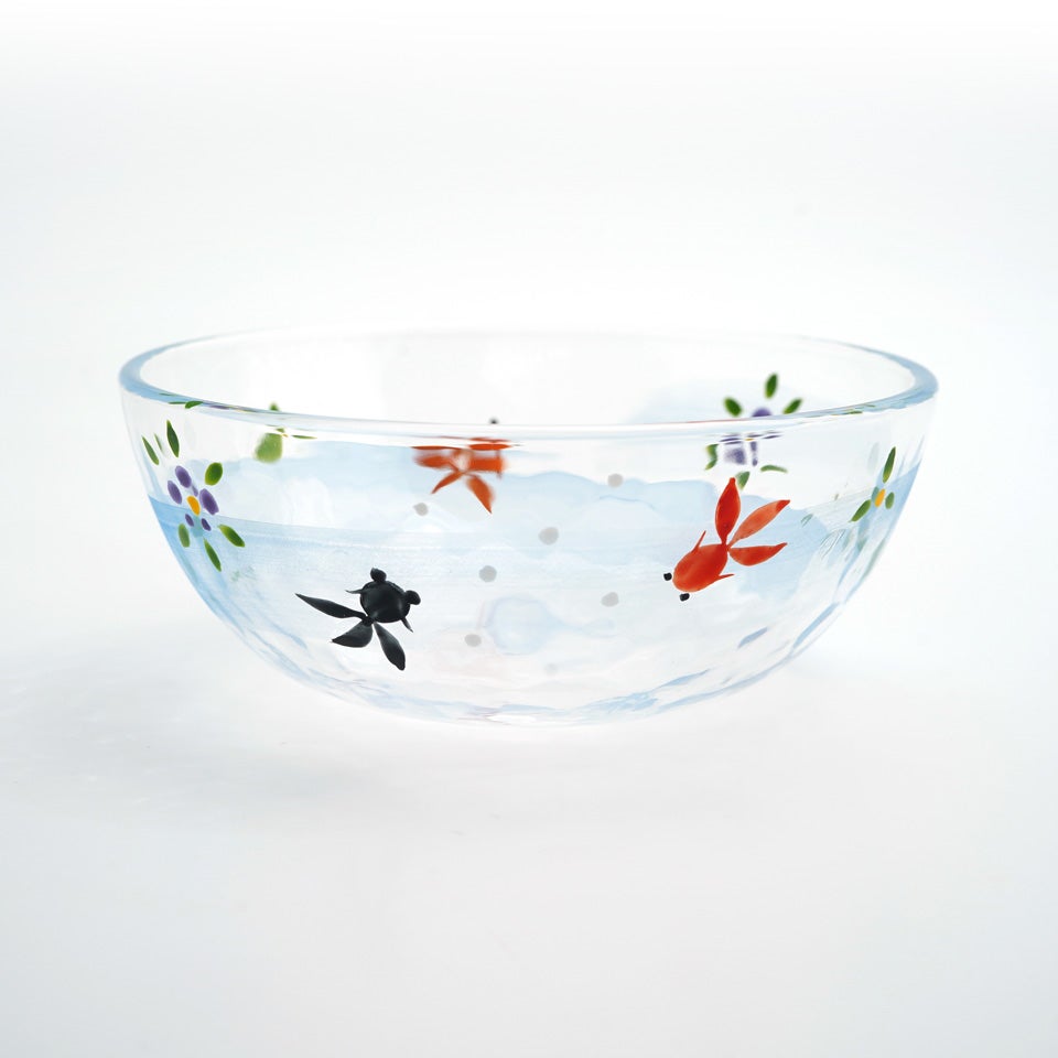 京の色絵ガラス 【京絵付け】京の色絵ガラス 金魚 ボール中〈1個〉 |皿