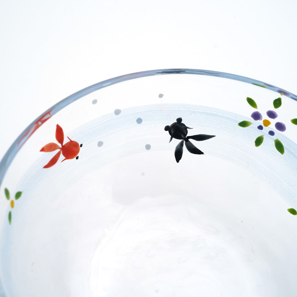 京の色絵ガラス 【京絵付け】京の色絵ガラス 金魚 ボール中〈1個〉 |皿