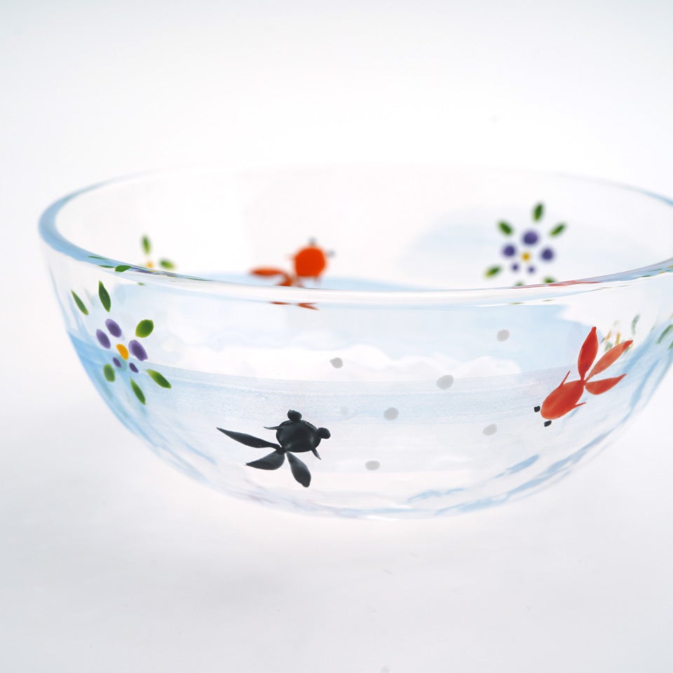 京の色絵ガラス 【京絵付け】京の色絵ガラス 金魚 ボール中〈1個〉 |皿