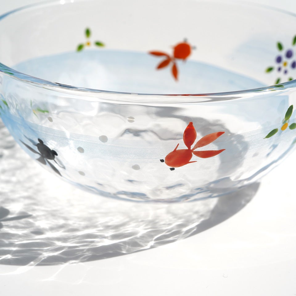 京の色絵ガラス 【京絵付け】京の色絵ガラス 金魚 ボール中〈1個〉 |皿