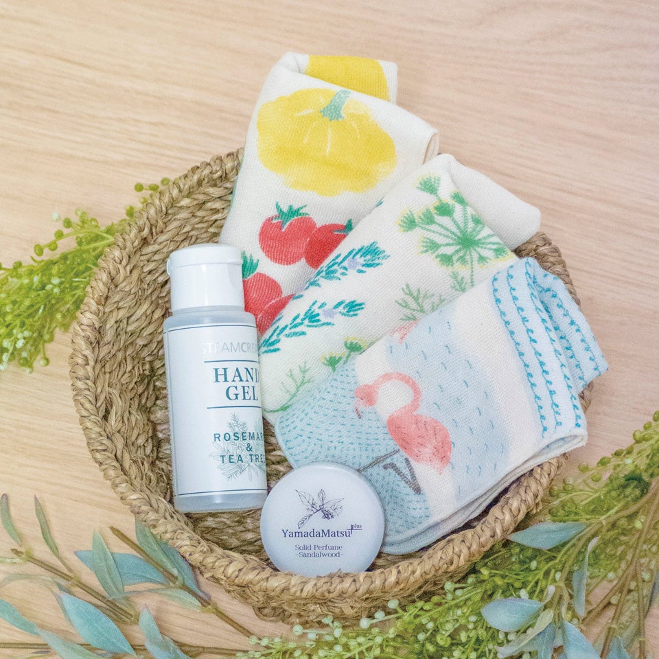 8重ガーゼハンカチ　牛乳瓶&ラムネ瓶　ハンドメイド 産地 その他 【むす美】MUSUBI ORGANIC 4重ガーゼ ハンカチ ハーブ