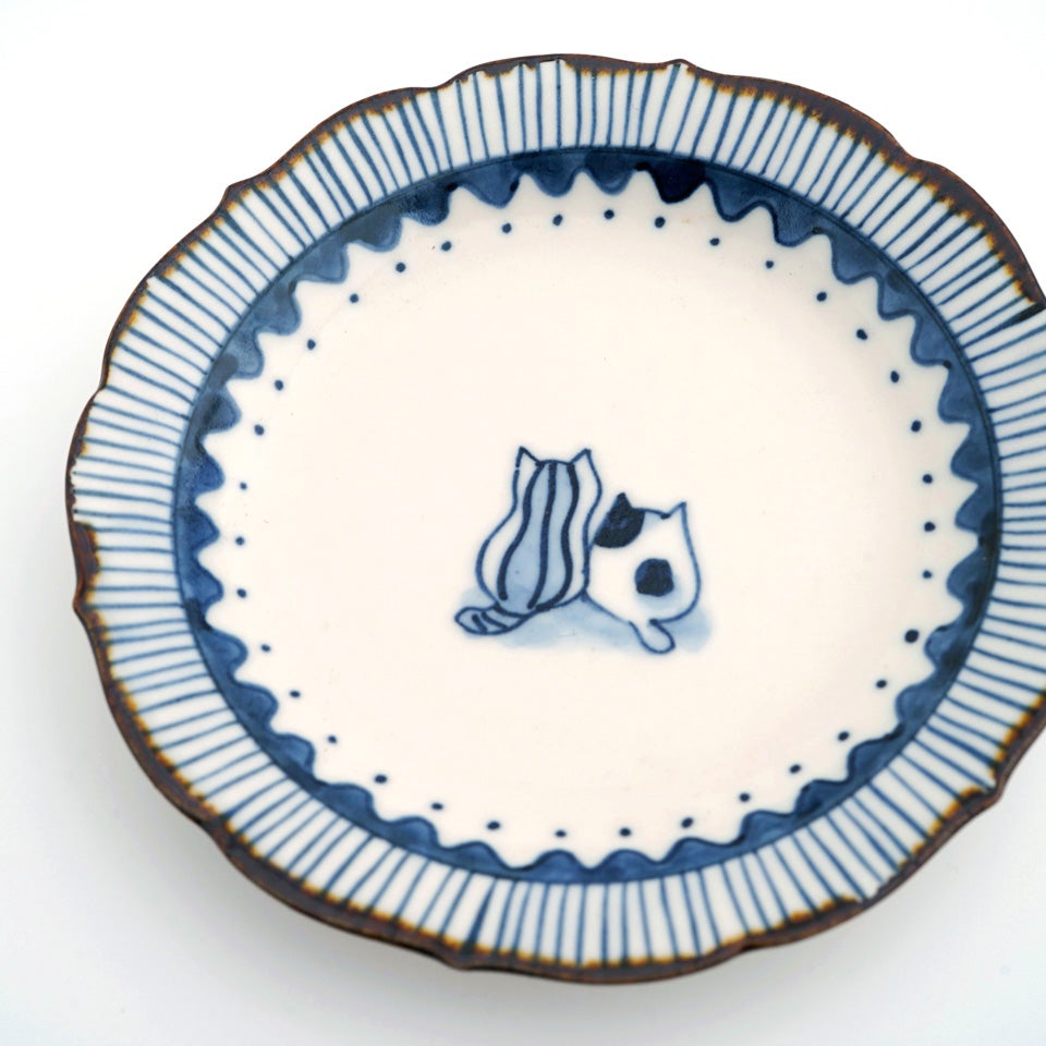 【希少品】英国製　スポード ★SHIMA★デザート皿 Shima． 【Shima.】染付輪華皿（猫2匹）E〈1枚〉 |皿や鉢など和食器の