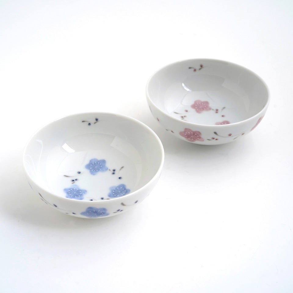 シリーズ以外・その他 【おまとめSALE】草花文様 ペア豆鉢（梅P・B
