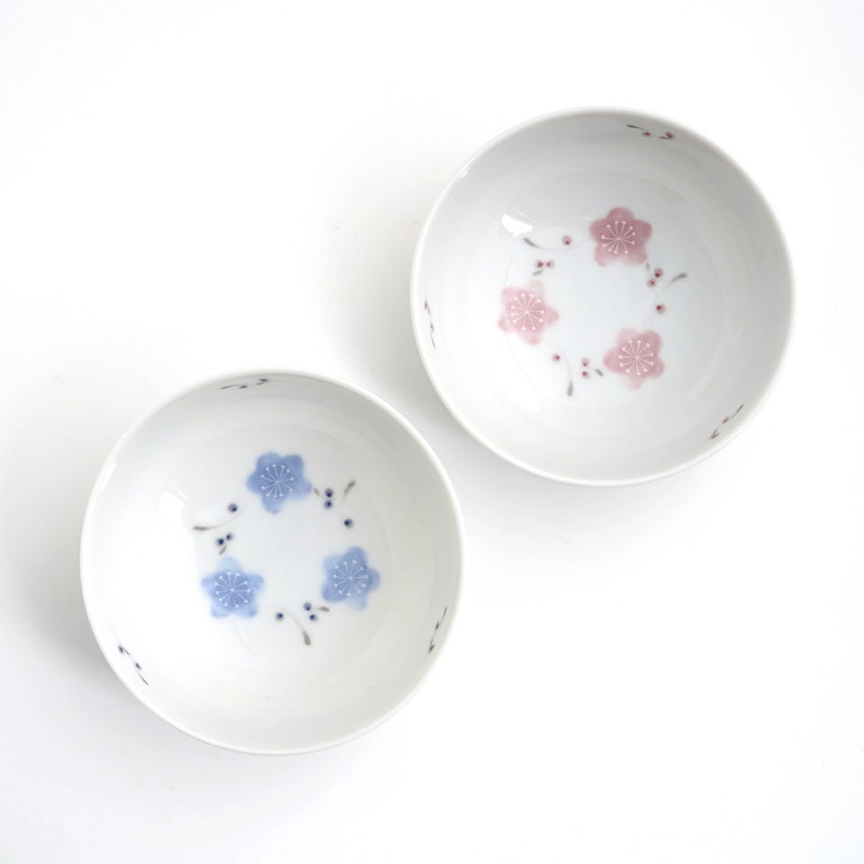 シリーズ以外・その他 【おまとめSALE】草花文様 ペア豆鉢（梅P・B