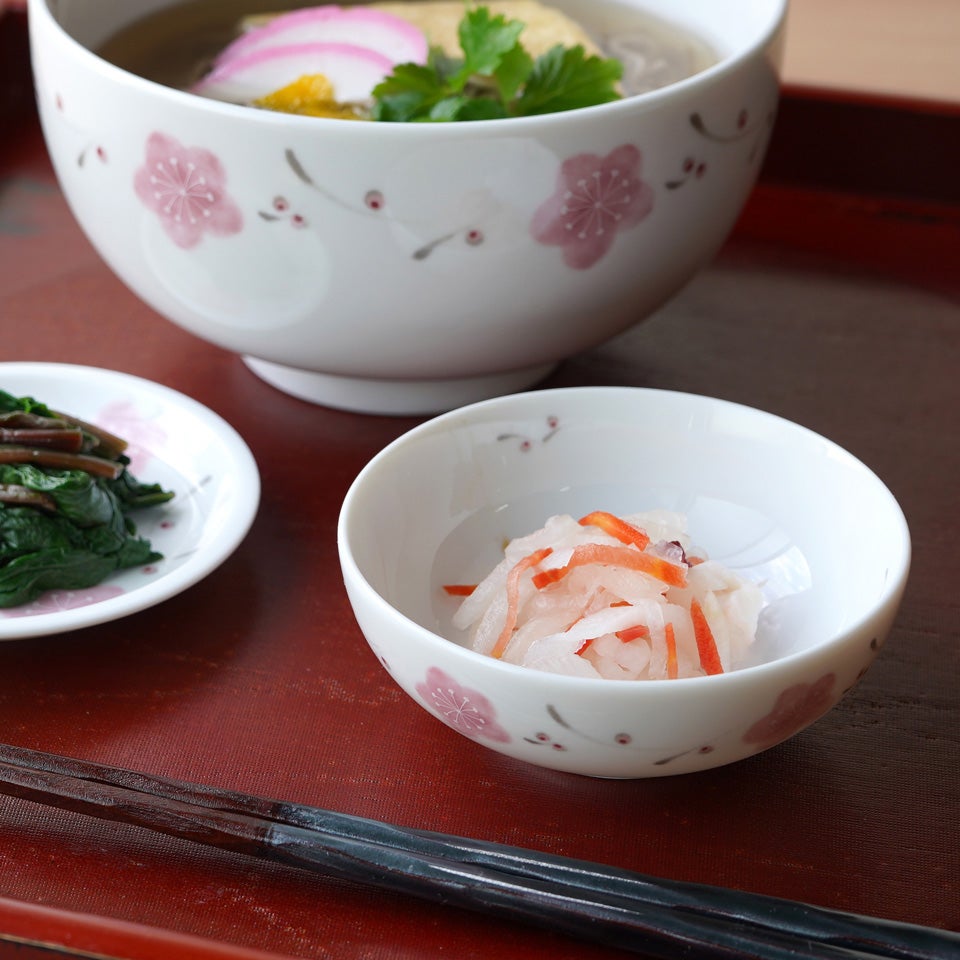 シリーズ以外・その他 【おまとめSALE】草花文様 ペア豆鉢（梅P・B