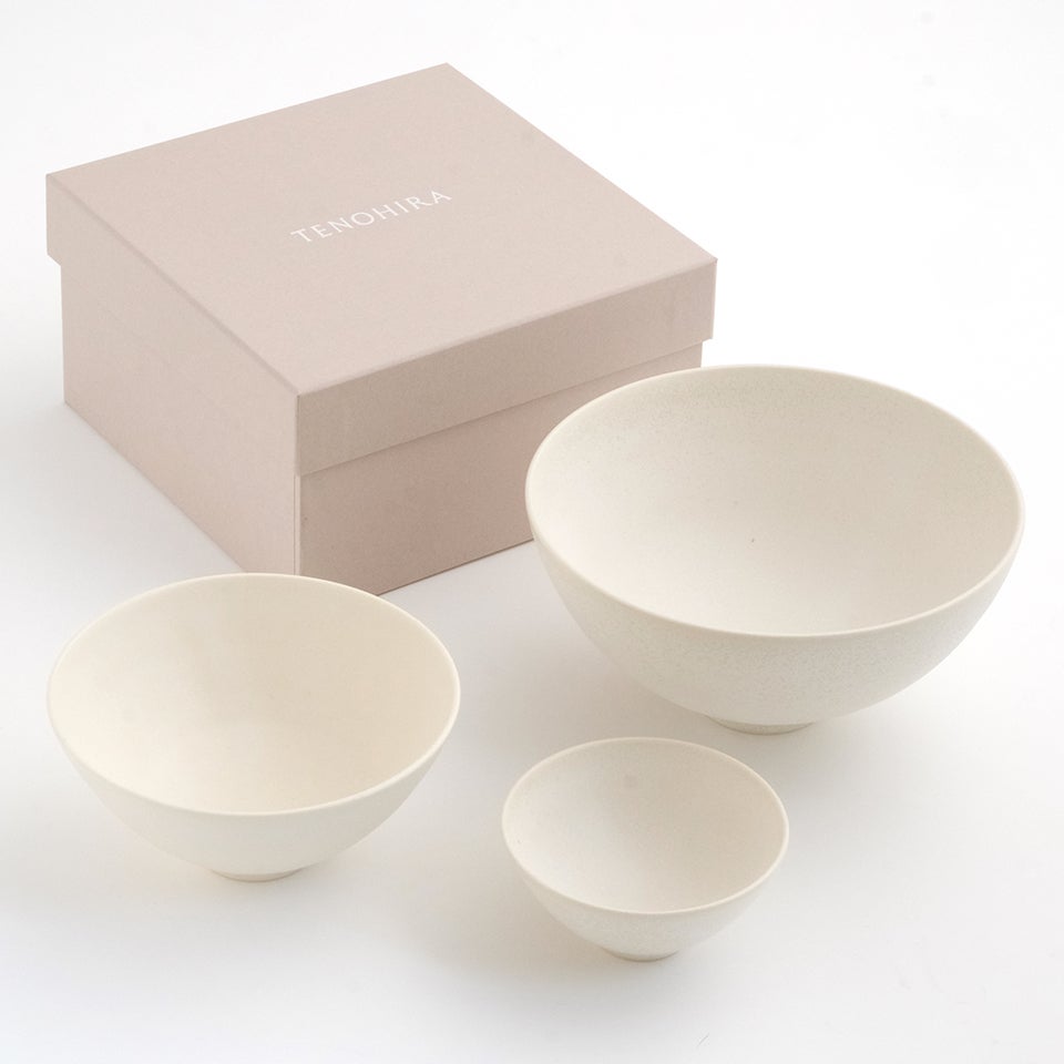 TENOHIRA（たち吉×丈夫窯） TENOHIRA トリオボウル（WH）〈3個〉 |皿や