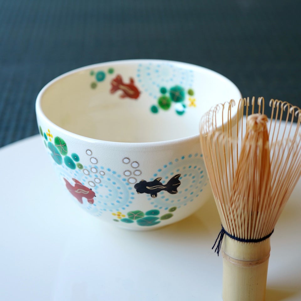 京焼・清水焼（京都府） 【京焼・清水焼】金魚と蓮 抹茶碗〈1個〉 |皿