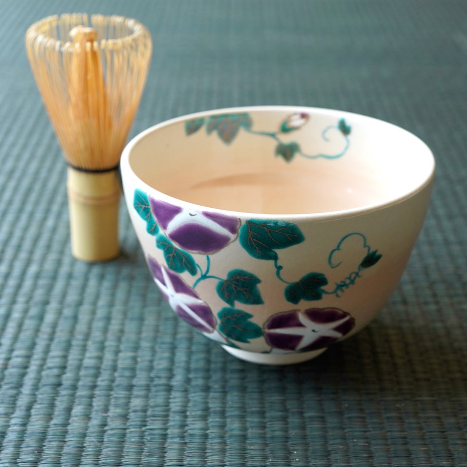 京焼　清水焼　【白釉　朝顔】 平茶碗　抹茶茶碗　夏　茶碗　茶道具　茶道 京焼・清水焼（京都府） 【京焼・清水焼】朝顔 抹茶碗〈1個〉 |皿や鉢