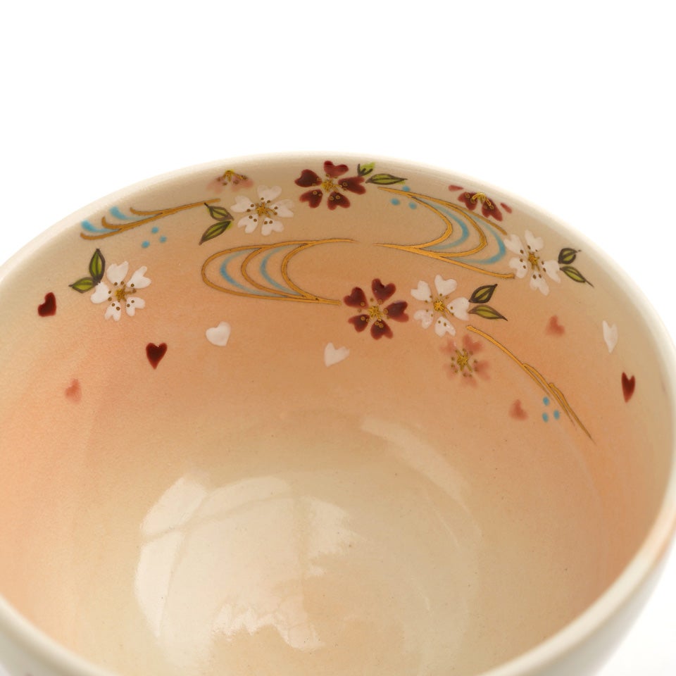 美術品・アンティーク・コレクション 清水焼 岩国起久雄 茶碗 京焼 桜の図