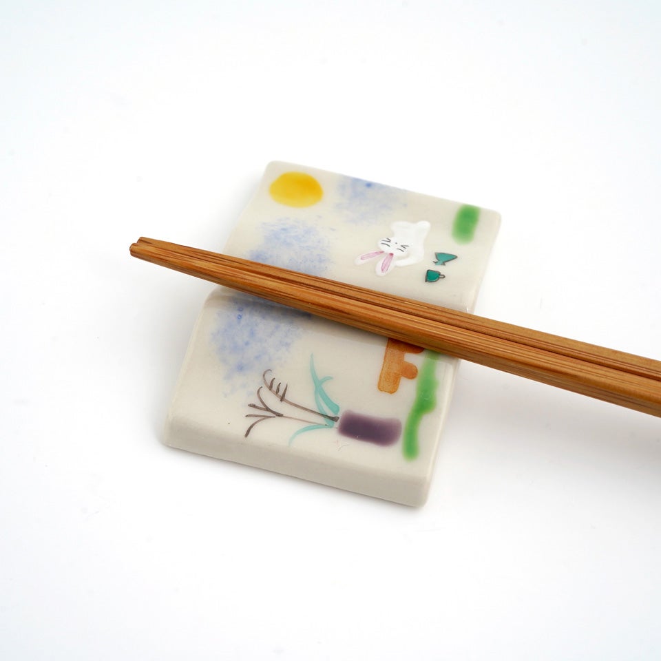 京焼・清水焼（京都府） 【京焼・清水焼】月見兎 本形箸置〈5個〉 |皿