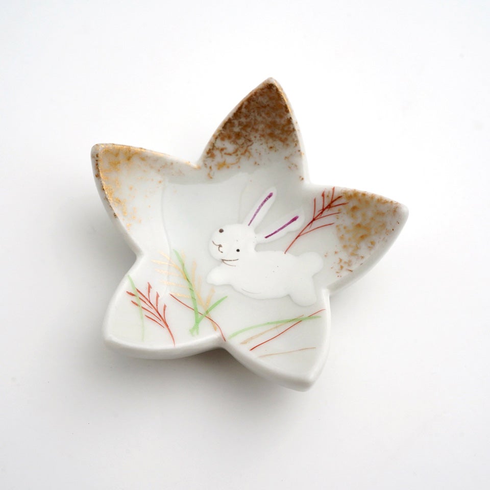 京焼・清水焼（京都府） 【京焼・清水焼】むさしの兎 花型箸置〈5個
