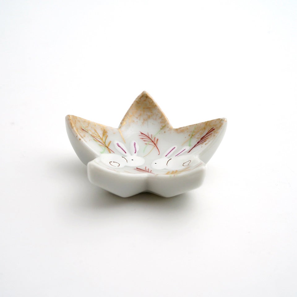 京焼・清水焼（京都府） 【京焼・清水焼】むさしの兎 花型箸置〈5個