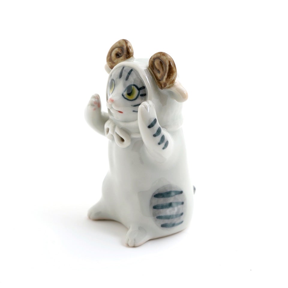 ぐでねこ『6月☆19 和柄×ブルー系』現品のみ★ ツチノコ工房 【ツチノコ工房】お飾りねこC〈1個〉 |皿や鉢など和食器