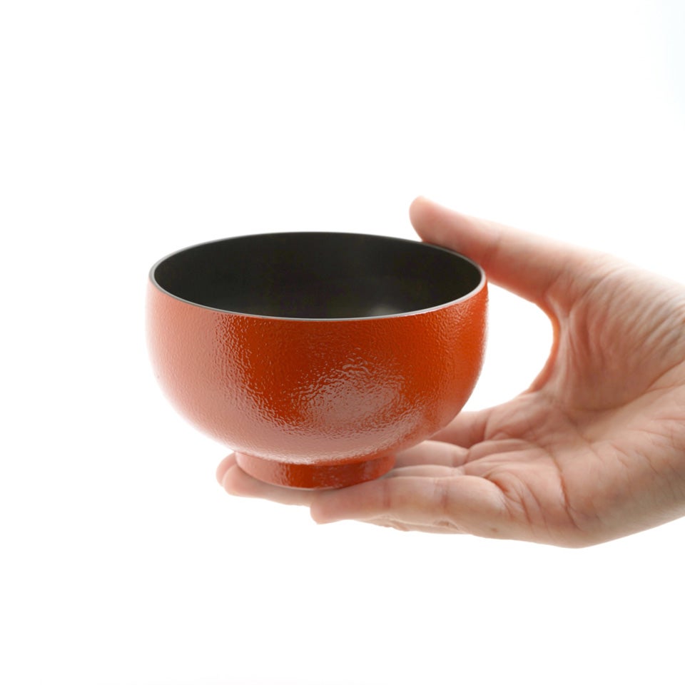 陶器製茶碗 黒とオレンジのグラデーション 木箱付き　９代了入 白鷺木工 【白鷺木工】しらさぎ椀 S sibo（黒×オレンジ）〈1個〉 |皿
